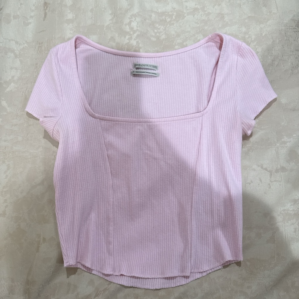 Urban Outfitters Light Pink Square Neck Crop Top